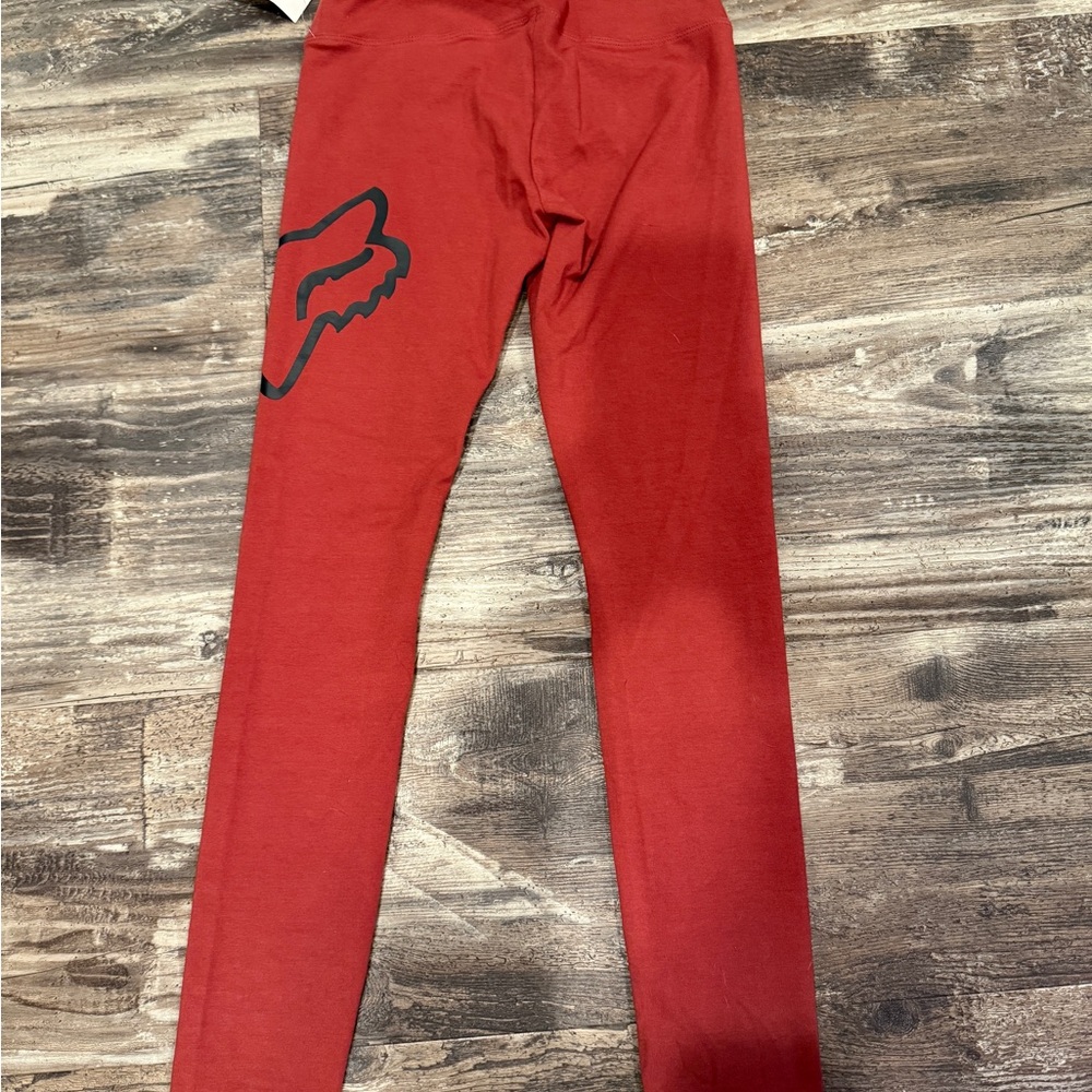 Fox Red Leggings with Black Logo